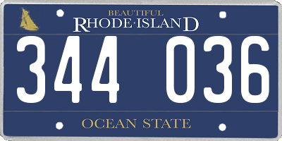 RI license plate 344036