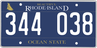RI license plate 344038