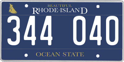 RI license plate 344040