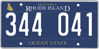 RI license plate 344041