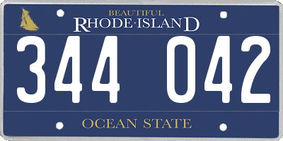 RI license plate 344042