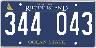 RI license plate 344043