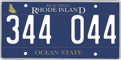 RI license plate 344044