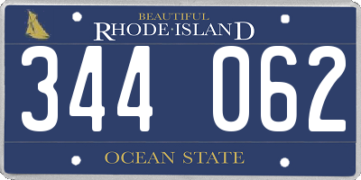 RI license plate 344062