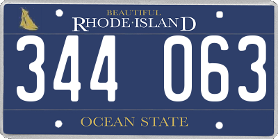 RI license plate 344063