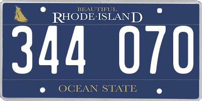RI license plate 344070
