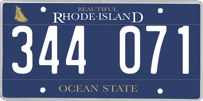 RI license plate 344071