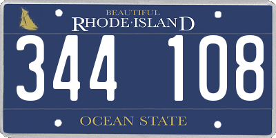 RI license plate 344108