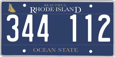 RI license plate 344112