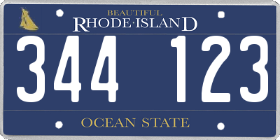 RI license plate 344123