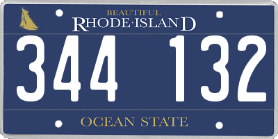 RI license plate 344132