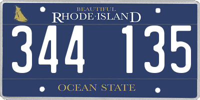 RI license plate 344135