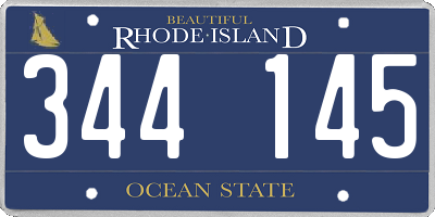 RI license plate 344145