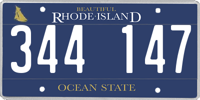 RI license plate 344147