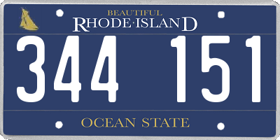 RI license plate 344151