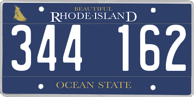 RI license plate 344162