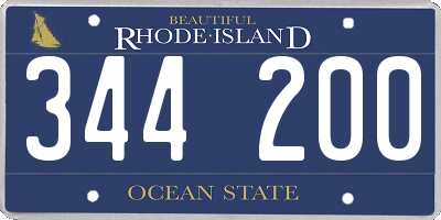 RI license plate 344200