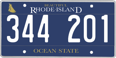 RI license plate 344201