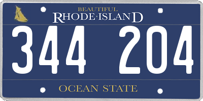 RI license plate 344204