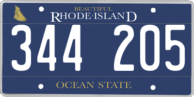 RI license plate 344205
