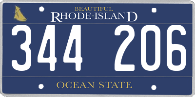 RI license plate 344206