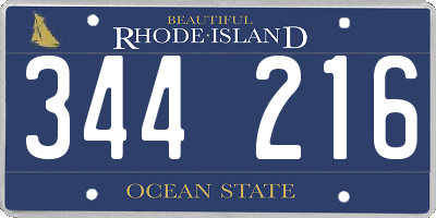 RI license plate 344216