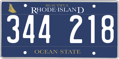 RI license plate 344218