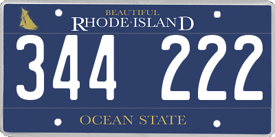 RI license plate 344222