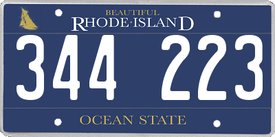 RI license plate 344223