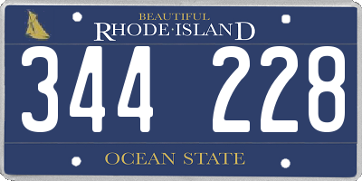 RI license plate 344228