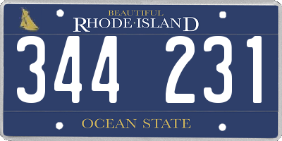 RI license plate 344231