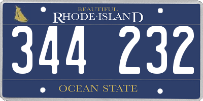 RI license plate 344232