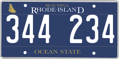 RI license plate 344234