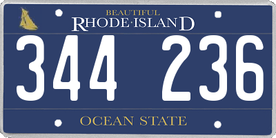 RI license plate 344236