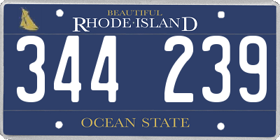 RI license plate 344239