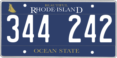 RI license plate 344242