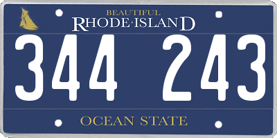 RI license plate 344243