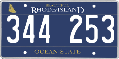 RI license plate 344253