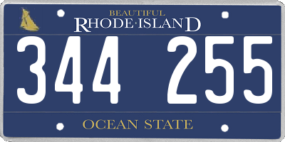 RI license plate 344255