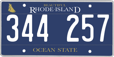 RI license plate 344257