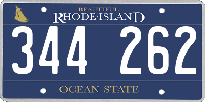 RI license plate 344262