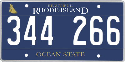 RI license plate 344266