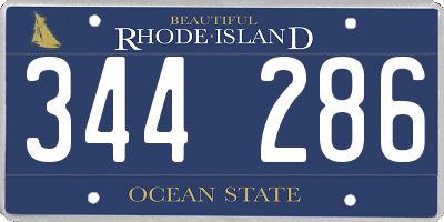 RI license plate 344286