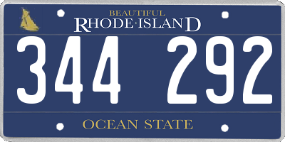 RI license plate 344292