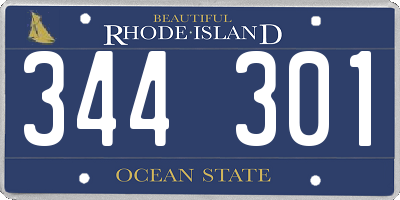 RI license plate 344301