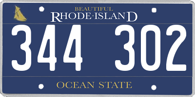 RI license plate 344302
