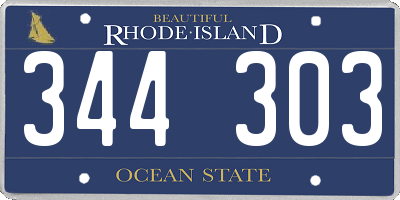 RI license plate 344303
