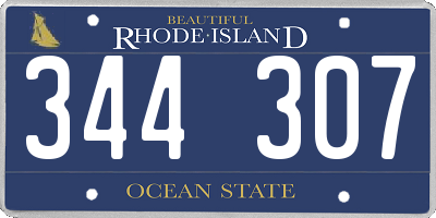 RI license plate 344307