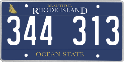 RI license plate 344313