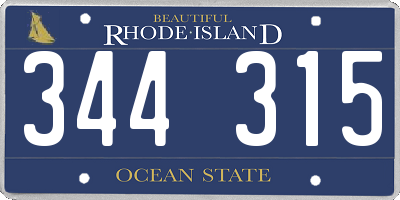 RI license plate 344315